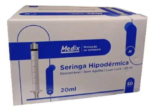 Seringa 20Ml Luer Lock Sem Agulha Medix Cx 50 Un