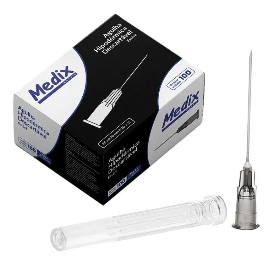 AGULHA 25X0,70MM (22GX1) 100UN MEDIX