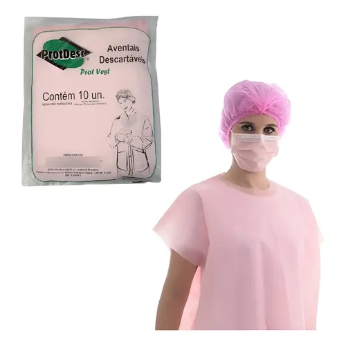 Avental Rosa Sem Mangas Gm40 Protdesc C/10