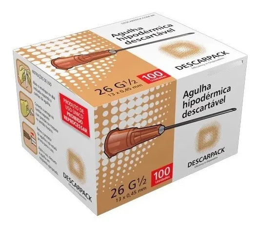 Agulha hipodérmica 13x0,45mm Descarpack c/100