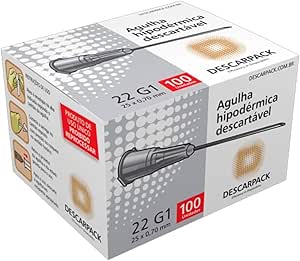 Agulha hipodérmica descartável 30x0,7mm 22g Descarpack c/100