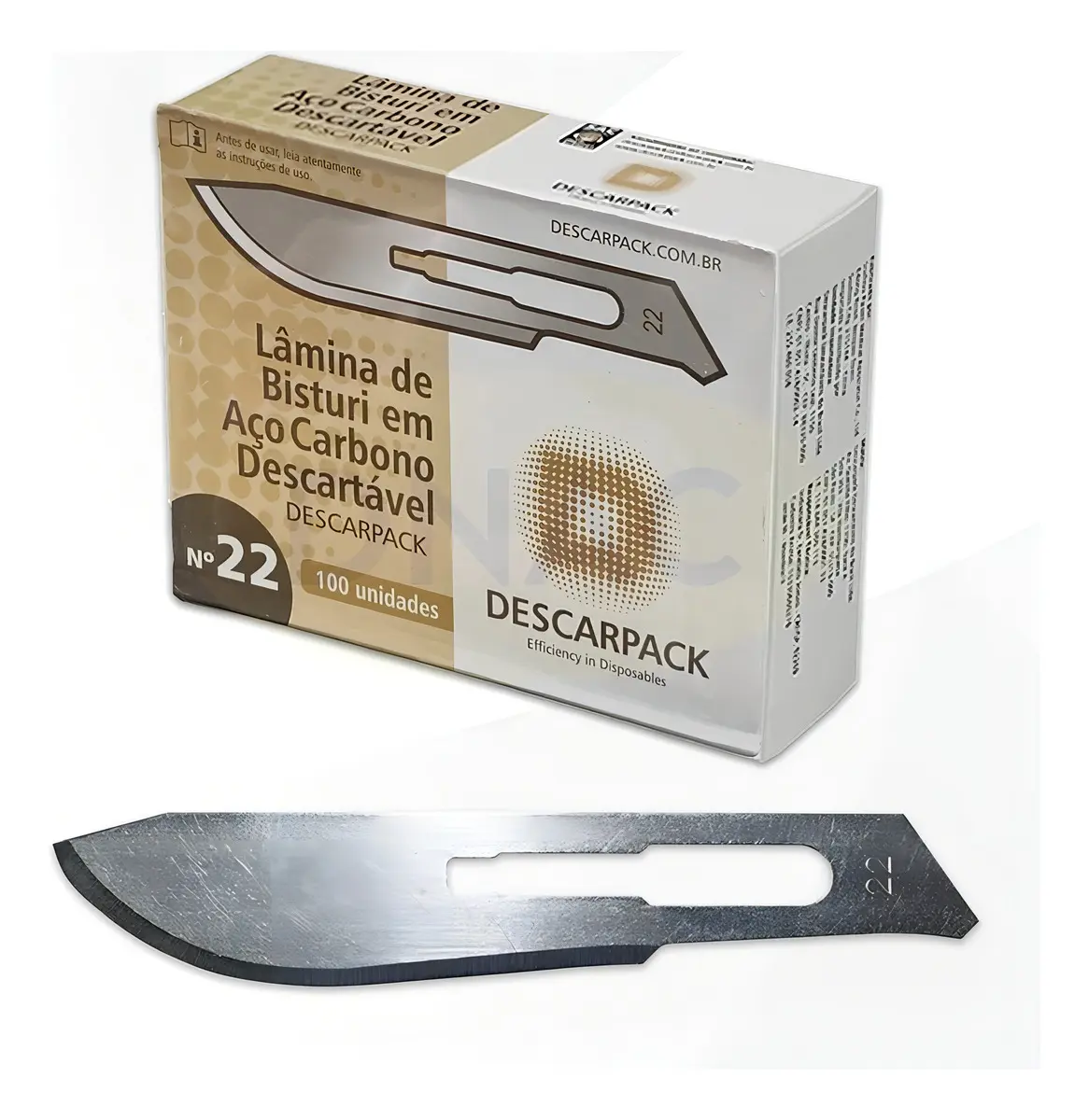 Lamina de bisturi Descarpack 22 aço carbono c/100