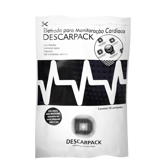 Eletrodo Para ECG Monitoração Cardíaca Adl C/50 Unidades Descarpack