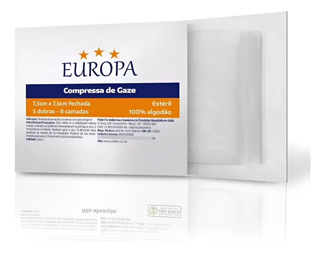 Gaze Estéril Europa 13 Fios 7,5x7,5cm