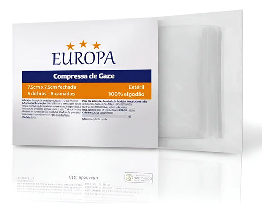 Gaze Estéril Europa 13 Fios 7,5x7,5cm