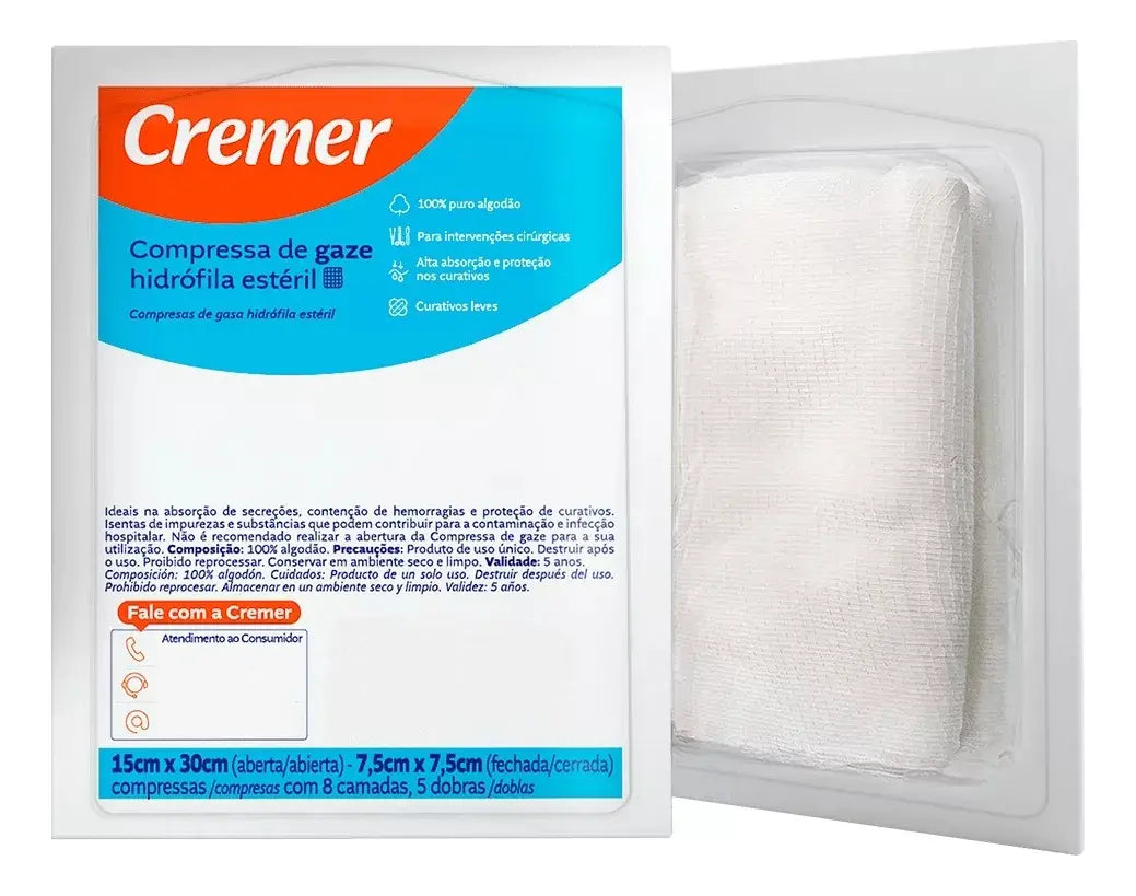 Gaze Cremer 10UN 13 Fios 7,5 x 7,5Cm