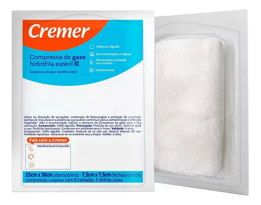 Gaze Cremer 10UN 13 Fios 7,5 x 7,5Cm