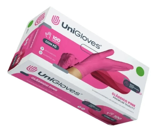 Luva Para Procedimentos Unigloves Pink Ep Látex