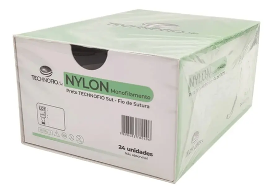 Fio de sutura Nylon 4-0 Monofilamento 3-0 Technofio 24 un