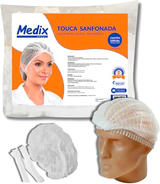 Touca Sanfonada Com Elástico Medix 100Un