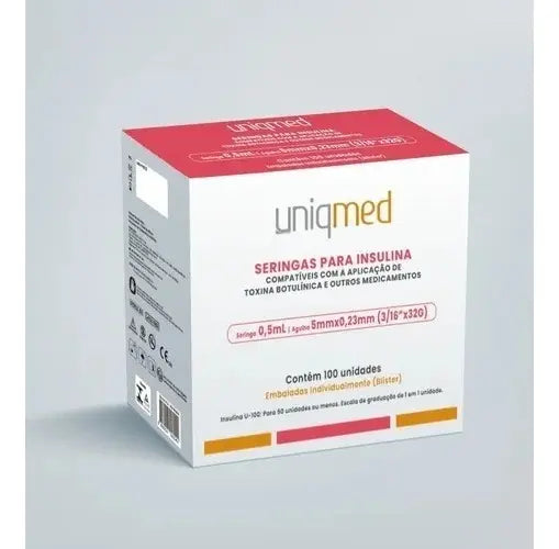 Seringa Para Insulina 5mm x 32G Uniqmed 50 Unidades